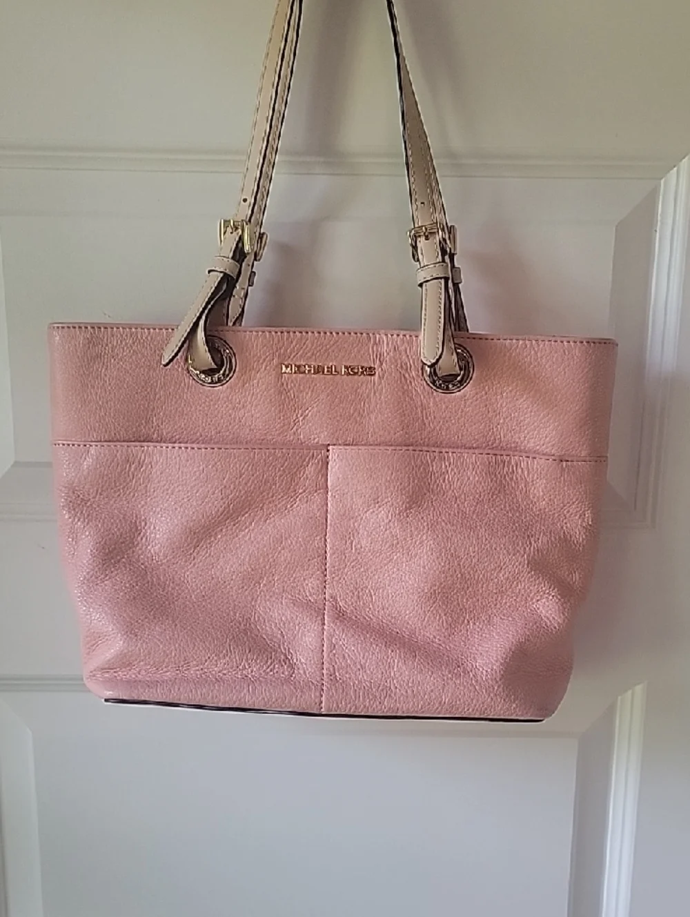 Michael Kors Blush Pink Leather Tote with Gold Accents
